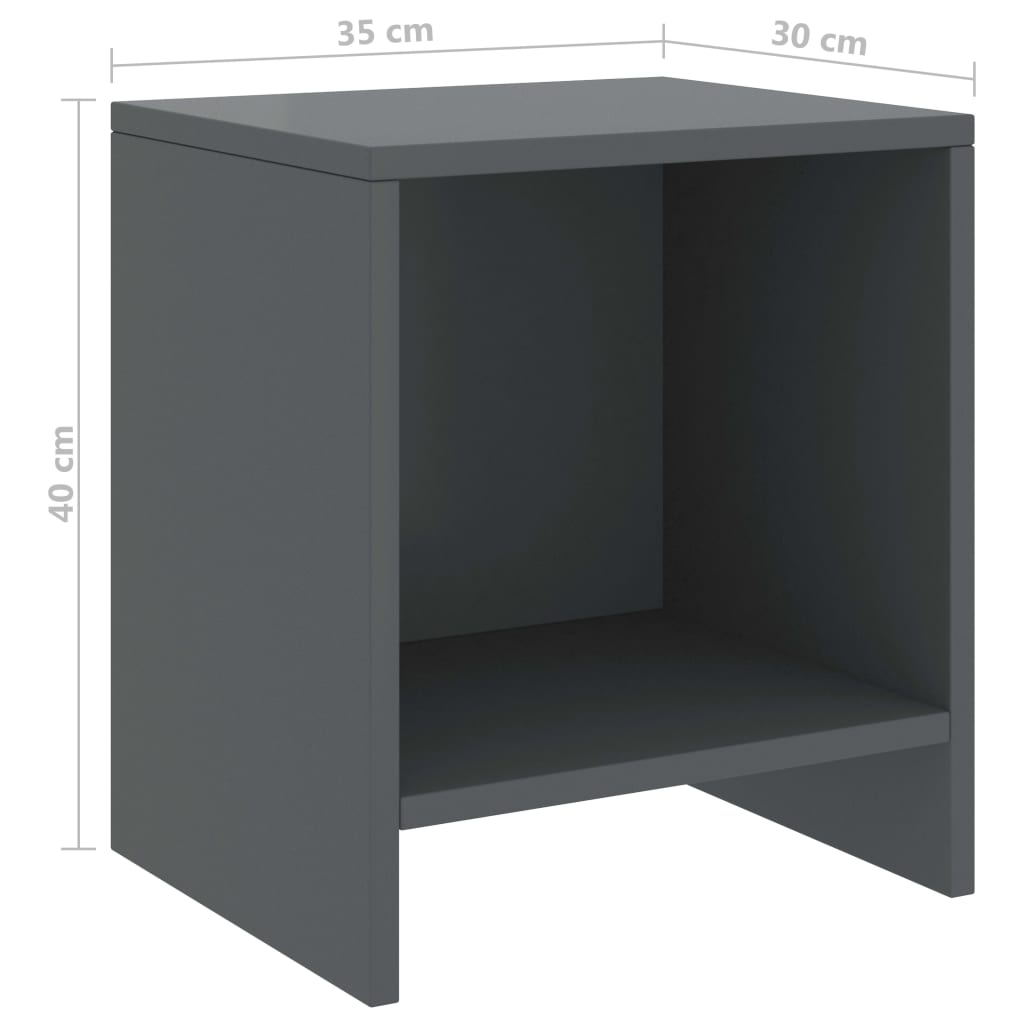 vidaXL Nattbord 2 stk mørkegrå 35x30x40 cm heltre furu