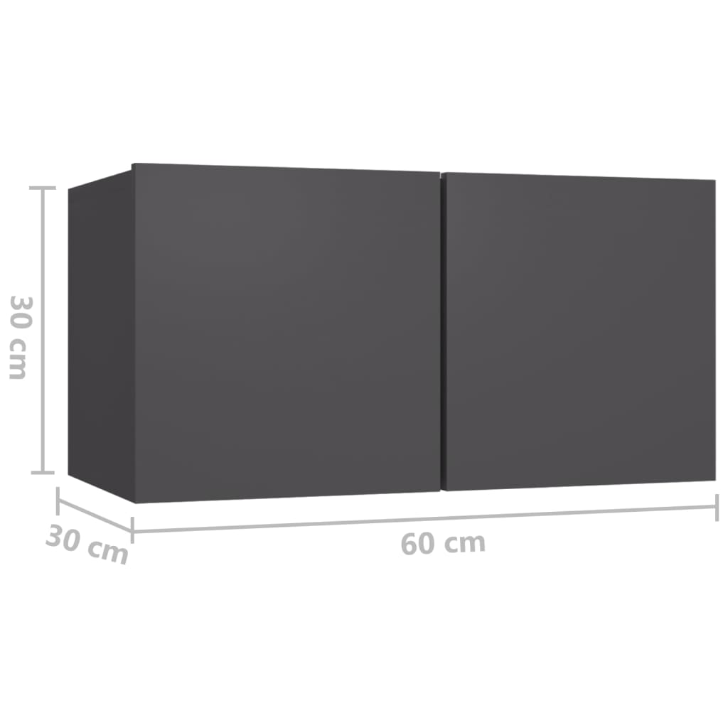 vidaXL Hengende TV-benk grå 60x30x30 cm