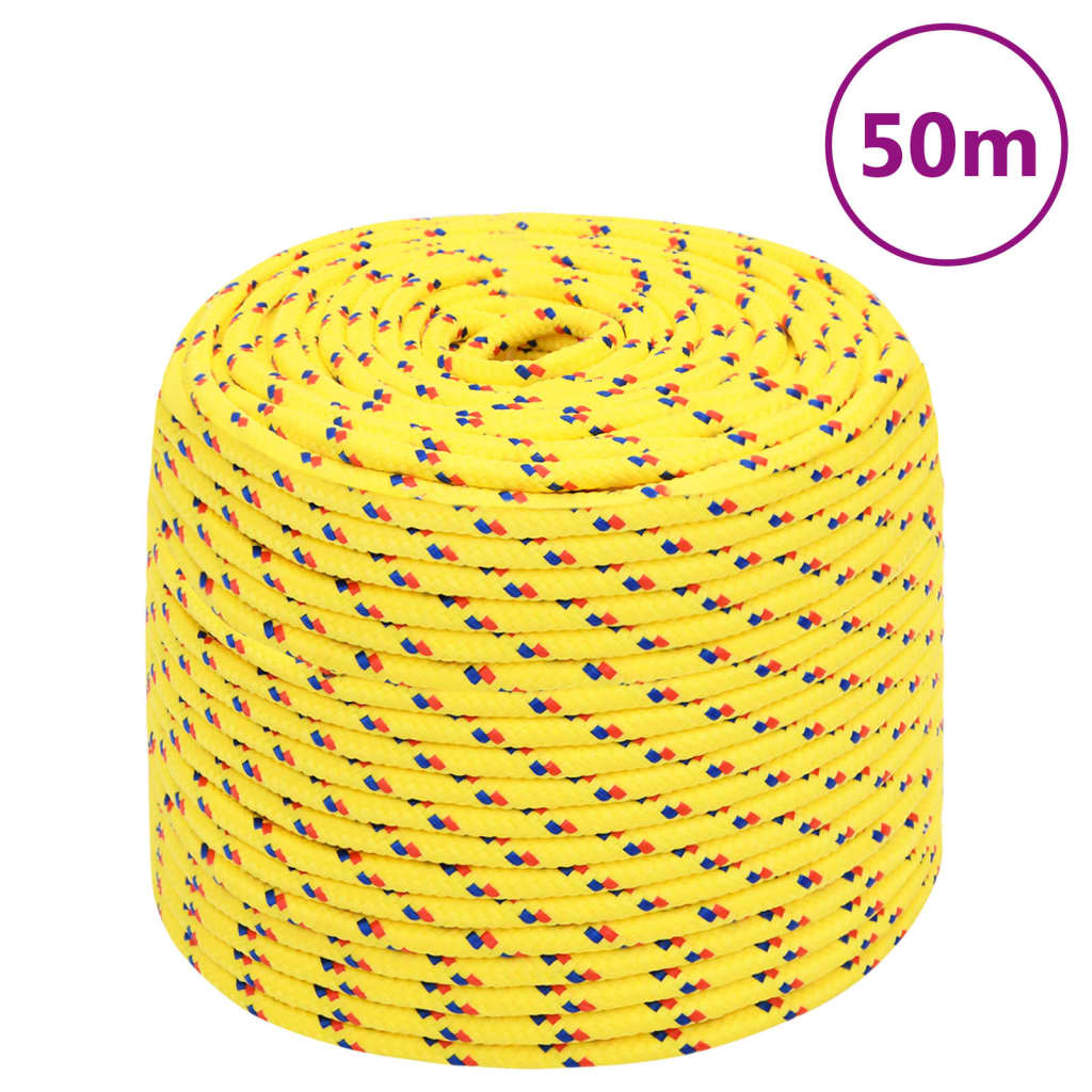 vidaXL Båttau gul 10 mm 50 m polypropylen