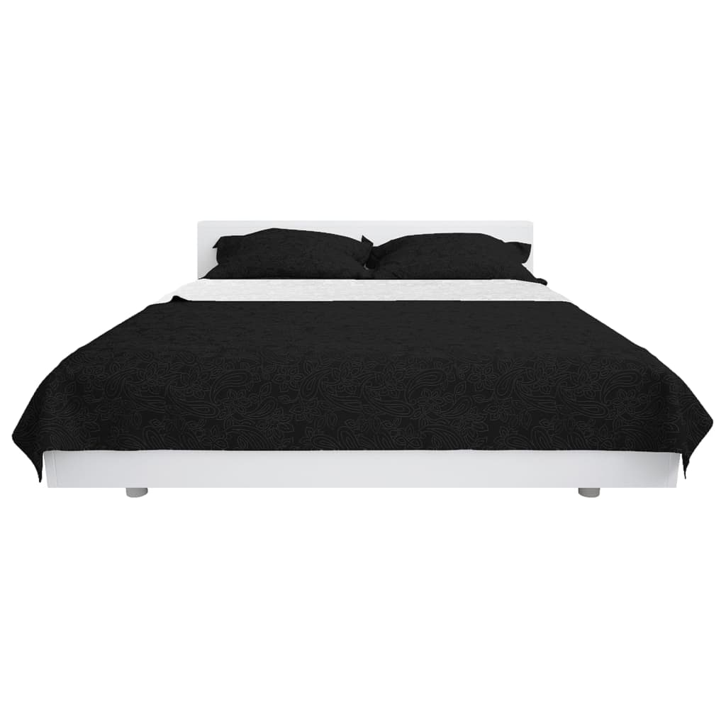 vidaXL Dobbeltsidig vattert sengeteppe 170x210 cm svart og hvit