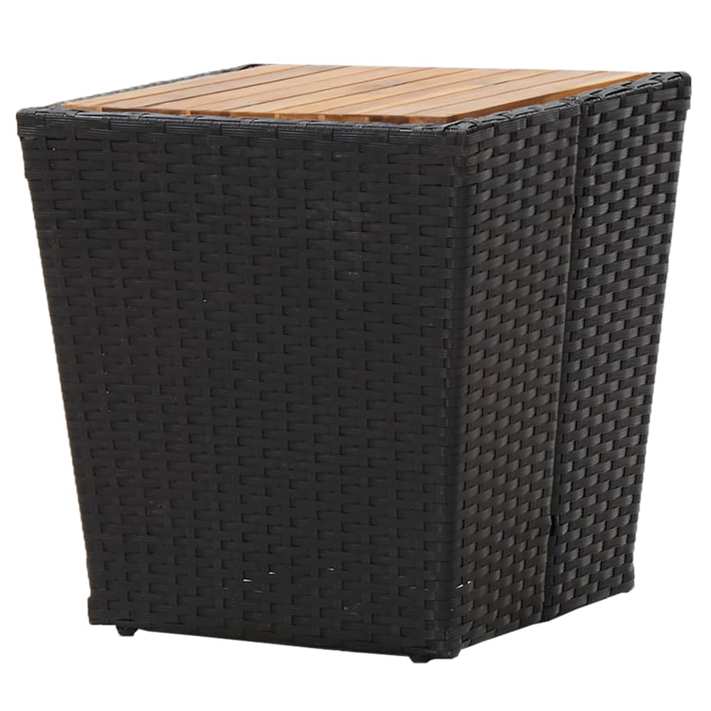 vidaXL Tebord svart 41,5x41,5x43 cm polyrotting og heltre akasie
