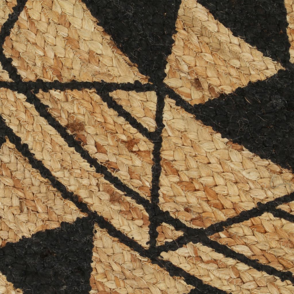 vidaXL Håndlaget juteteppe med svart mønster 90 cm