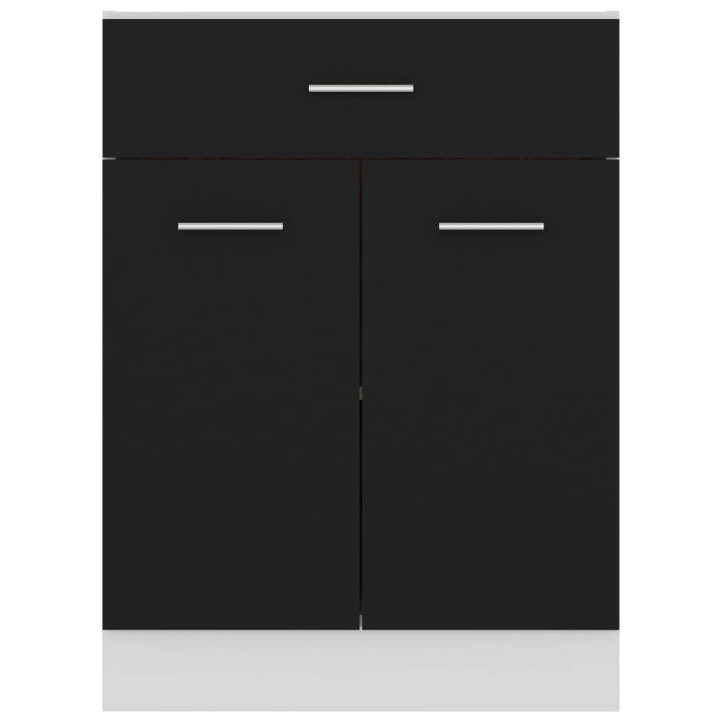 vidaXL Bunnskap med skuff svart 60x46x81,5 cm sponplate