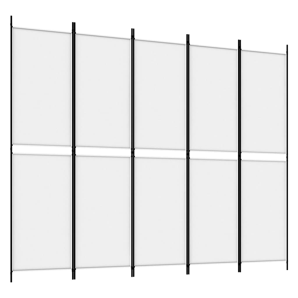 vidaXL Romdeler med 5 paneler hvit 250x200 cm stoff