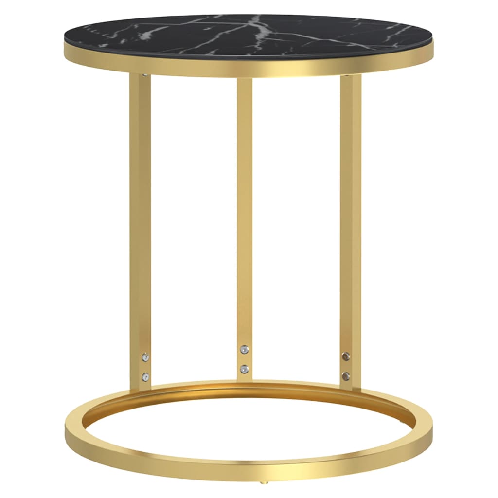 vidaXL Sidebord gull og svart marmor 45 cm herdet glass