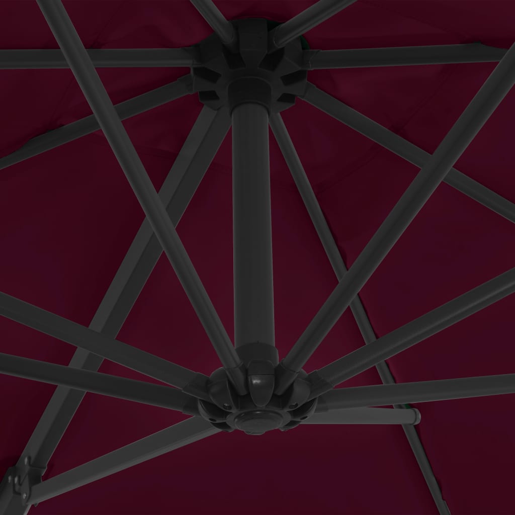 vidaXL Hengeparasoll med stålstang vinrød 250x250 cm