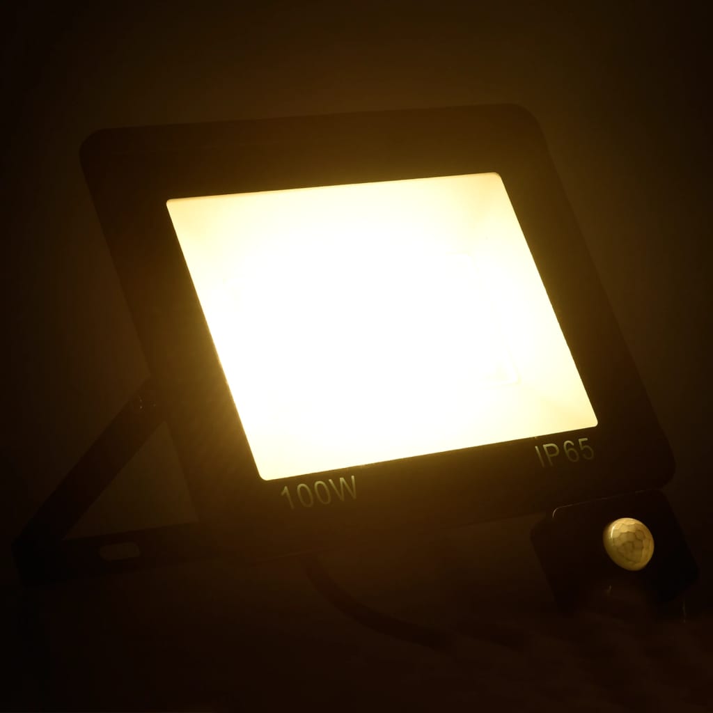 vidaXL LED-flomlys med sensor 100 W varmhvit