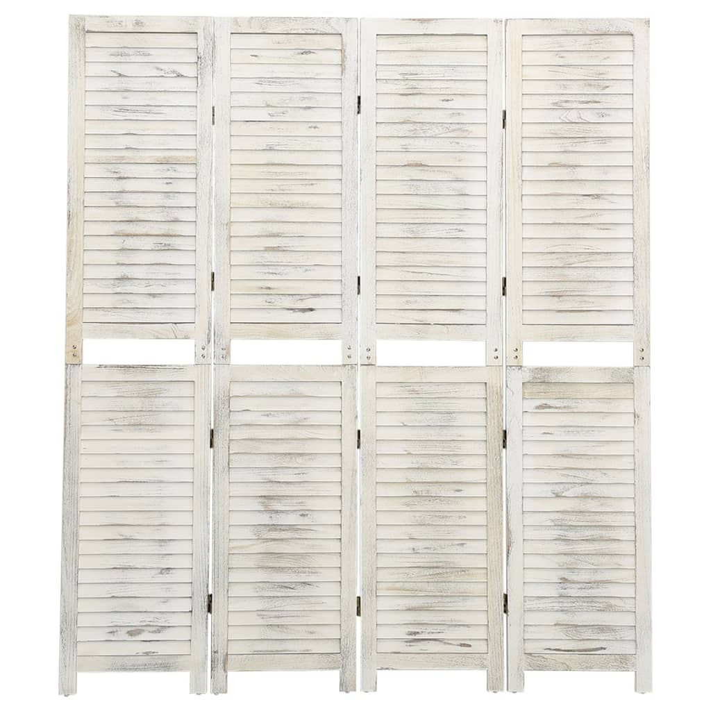 vidaXL Romdeler 4 paneler antikk hvit 140x165 cm tre