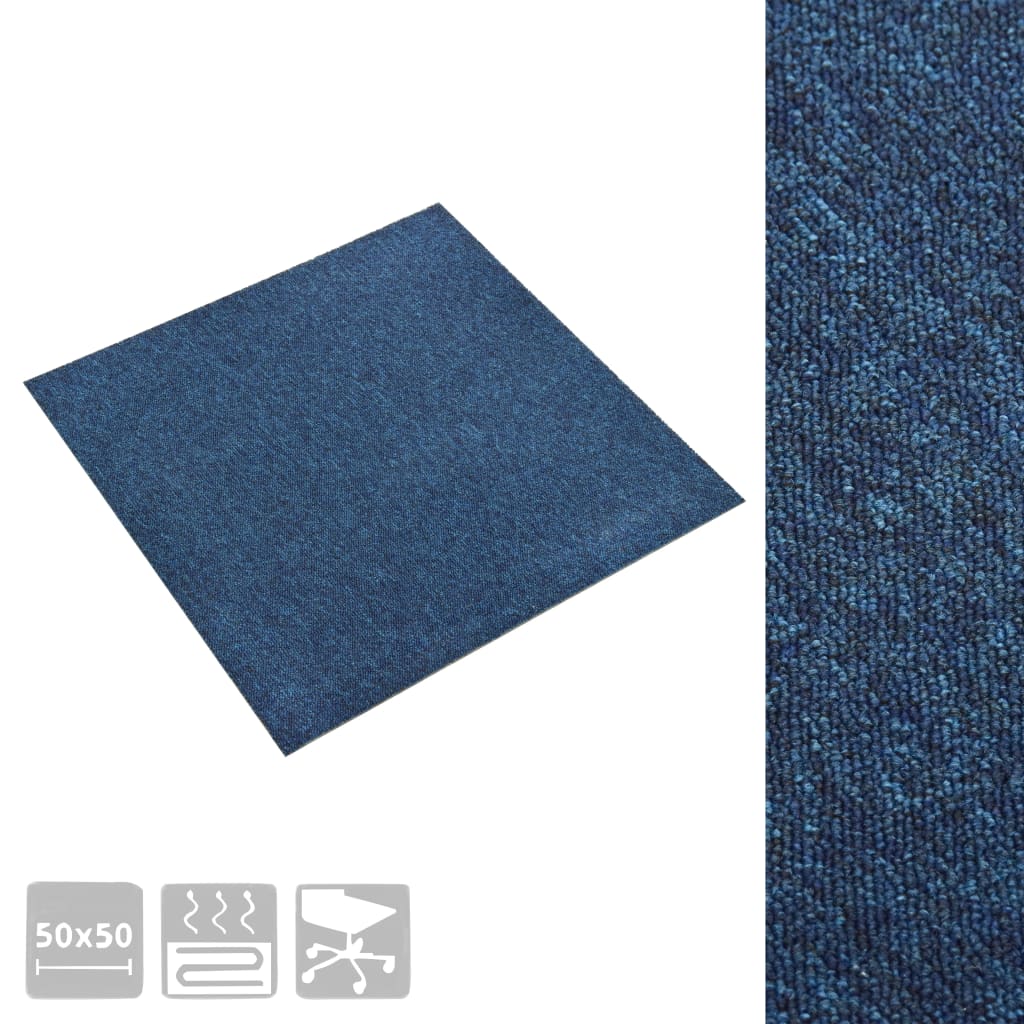 vidaXL Teppefliser gulv 20 stk 5 m² 50x50 cm mørkeblå