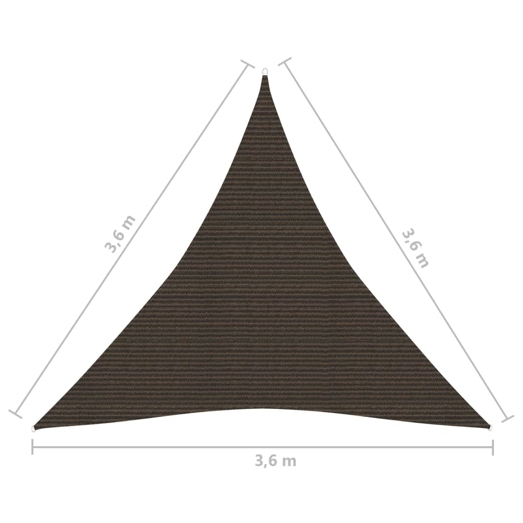 vidaXL Solseil 160 g/m² brun 3,6x3,6x3,6 m HDPE