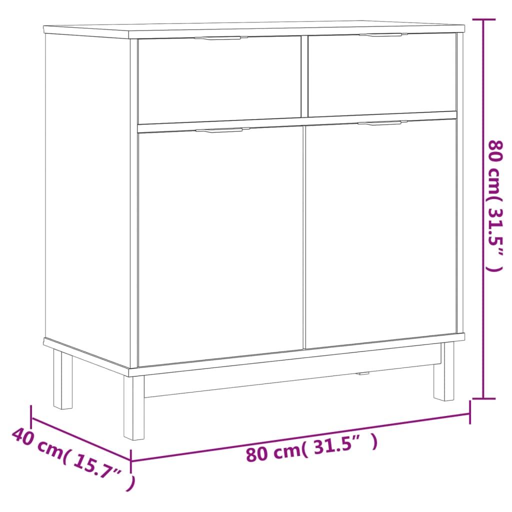 vidaXL Highboard med glassdører FLAM 80x40x180 cm heltre furu