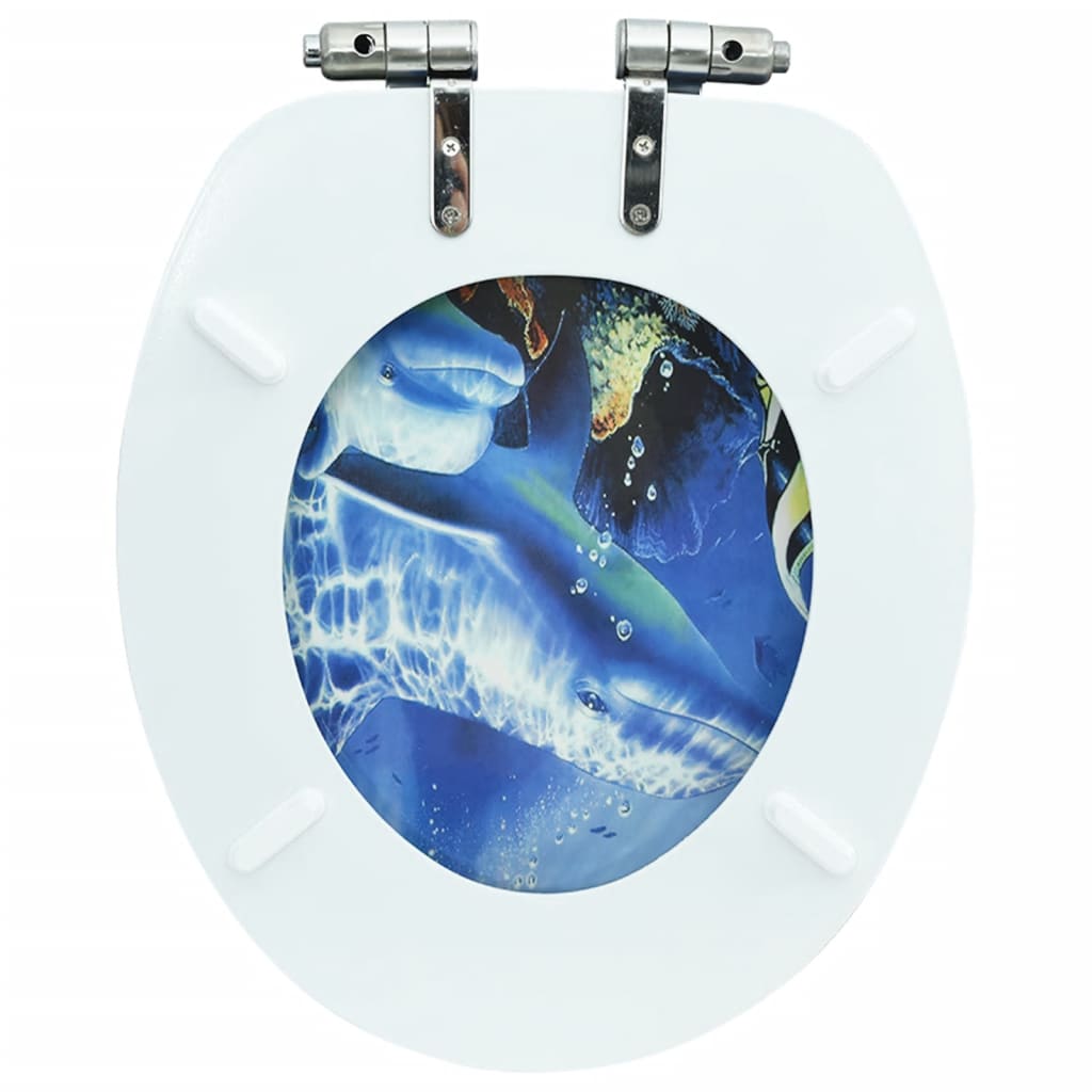 vidaXL Toalettsete med myk lukkefunksjon MDF delfindesign