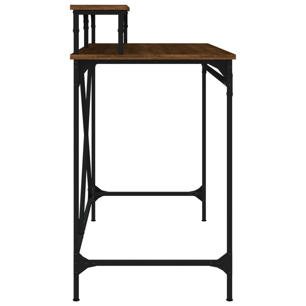 vidaXL Skrivebord brun eik 100x50x90 cm konstruert tre og jern