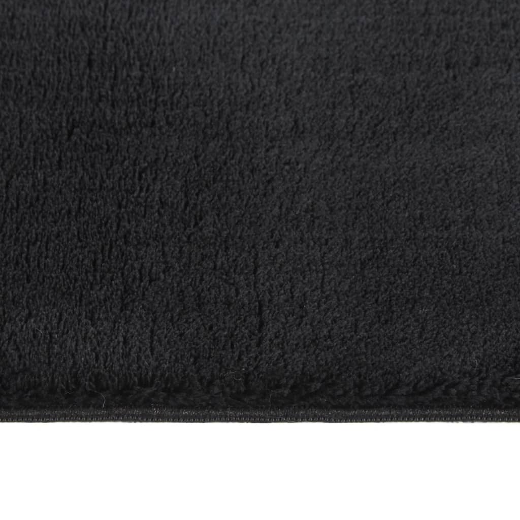 vidaXL Vaskbart teppe mykt kort lugg 80x150 cm sklisikker svart