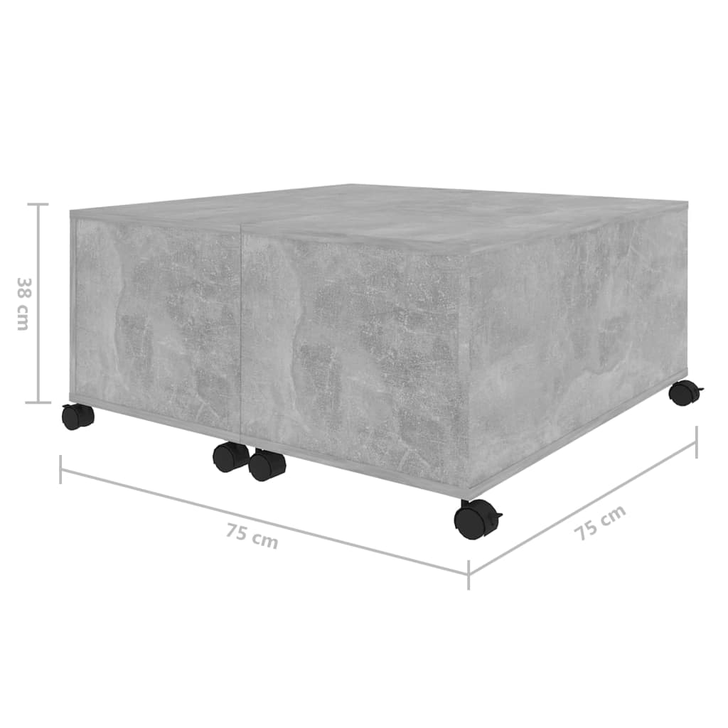 vidaXL Salongbord betonggrå 75x75x38 cm sponplate