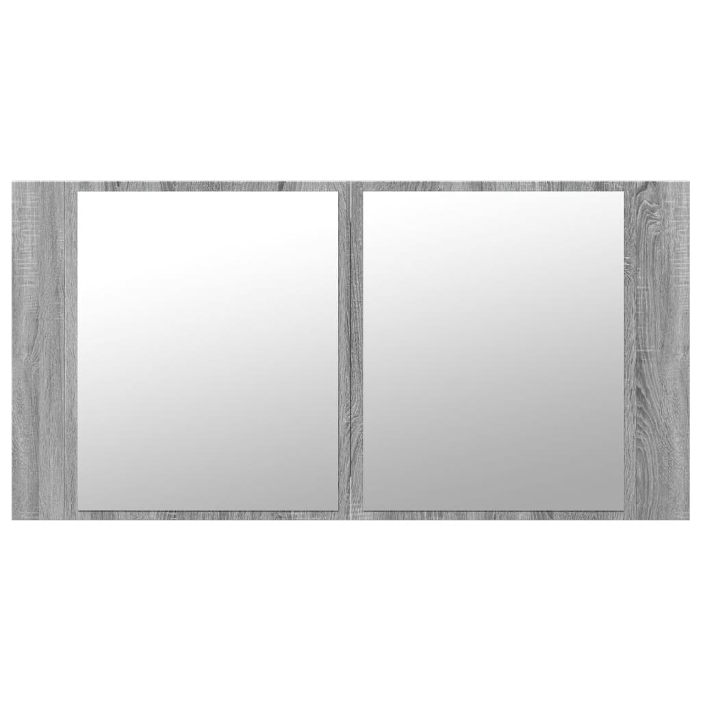 vidaXL LED-speilskap til baderom grå sonoma 90x12x45 cm akryl