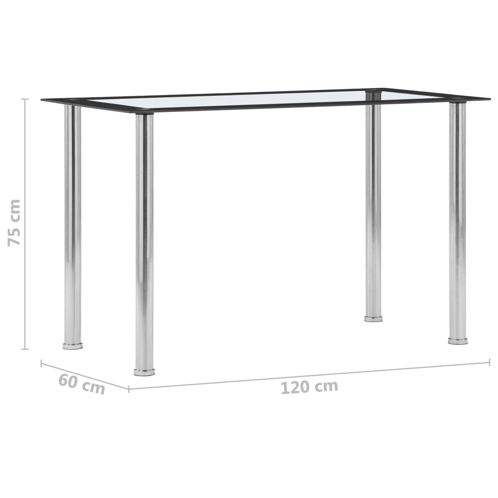 vidaXL Spisebord svart og gjennomsiktig 120x60x75 cm herdet glass