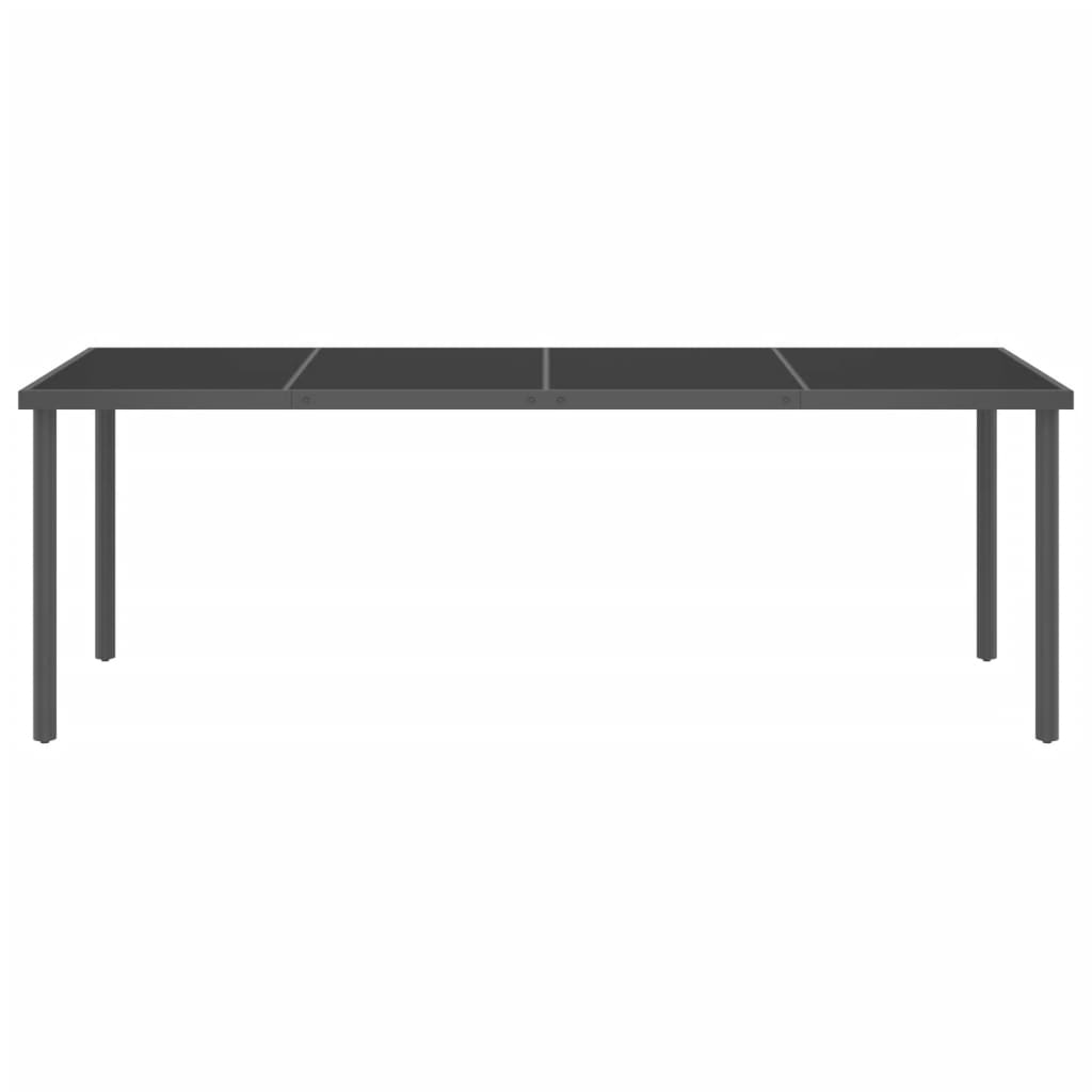 vidaXL Utendørs spisebord antrasitt 220x90x75 cm glass og stål