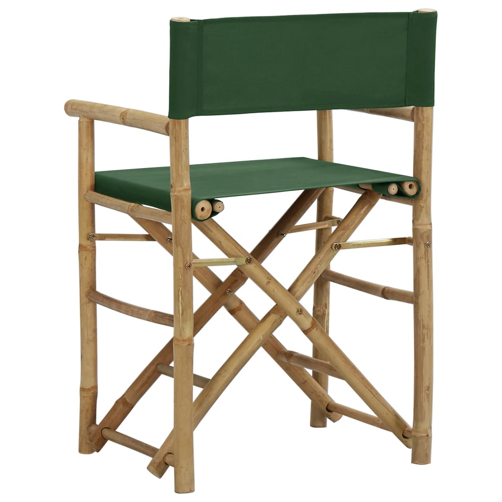 vidaXL Sammenleggbare regissørstoler 2 stk grønn bambus og stoff