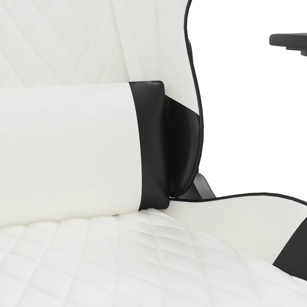 vidaXL Gamingstol med fotstøtte hvit og svart kunstskinn