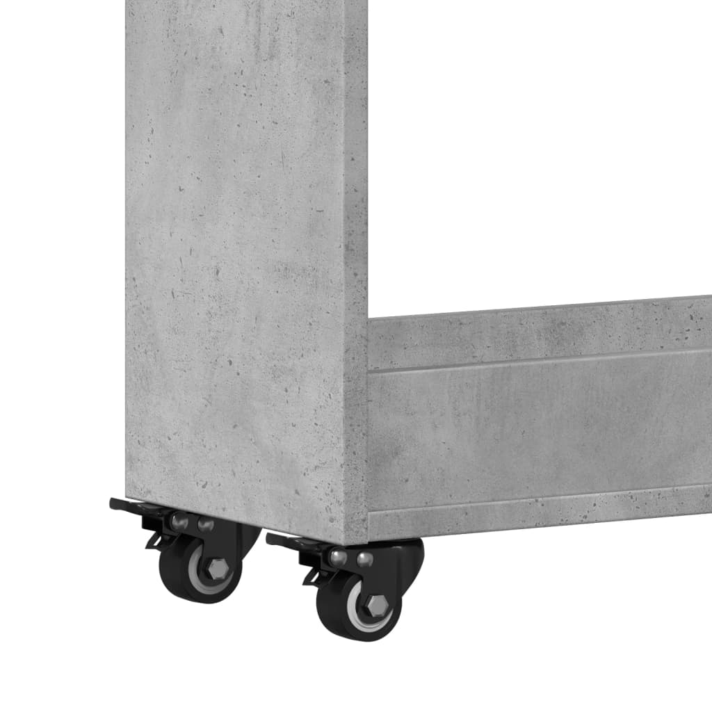 vidaXL Sidebord med hjul betonggrå 60x22x79 cm konstruert tre