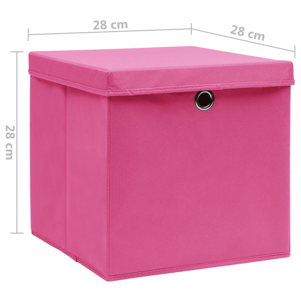 vidaXL Oppbevaringsbokser med deksler 10 stk 28x28x28 cm rosa