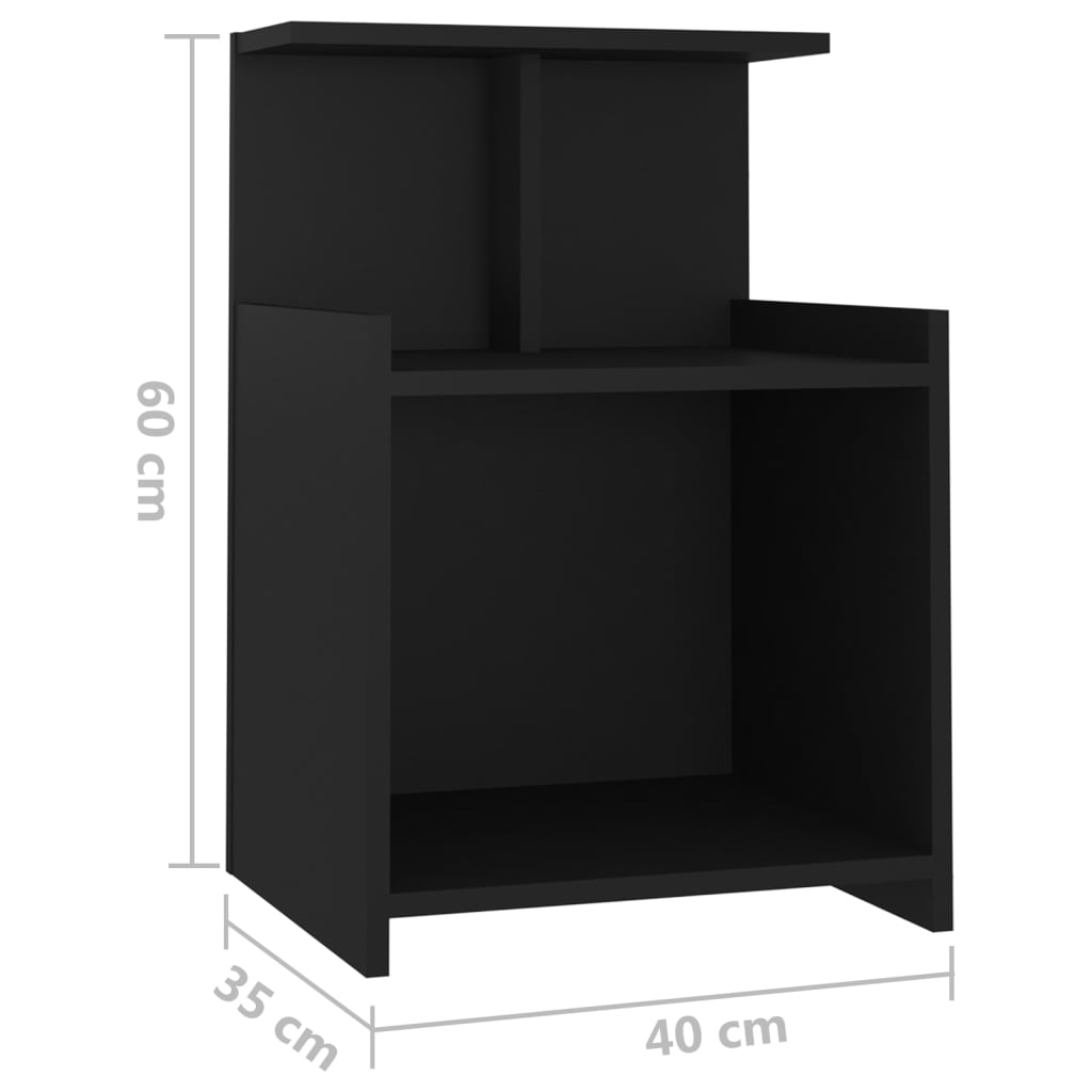 vidaXL Nattbord 2 stk svart 40x35x60 cm sponplate