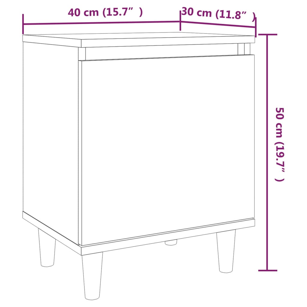 vidaXL Nattbord med ben i heltre 2 stk grå sonoma eik 40x30x50 cm
