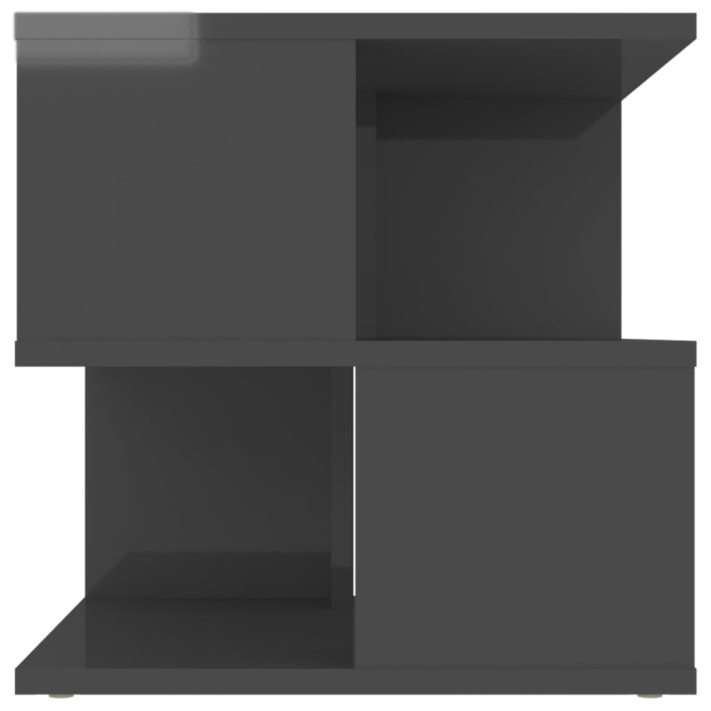 vidaXL Sidebord høyglans grå 40x40x40 cm sponplate