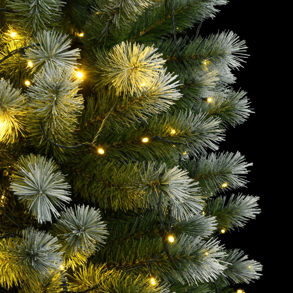 vidaXL Kunstig hengslet juletre med 300 LED flokket snø 210 cm