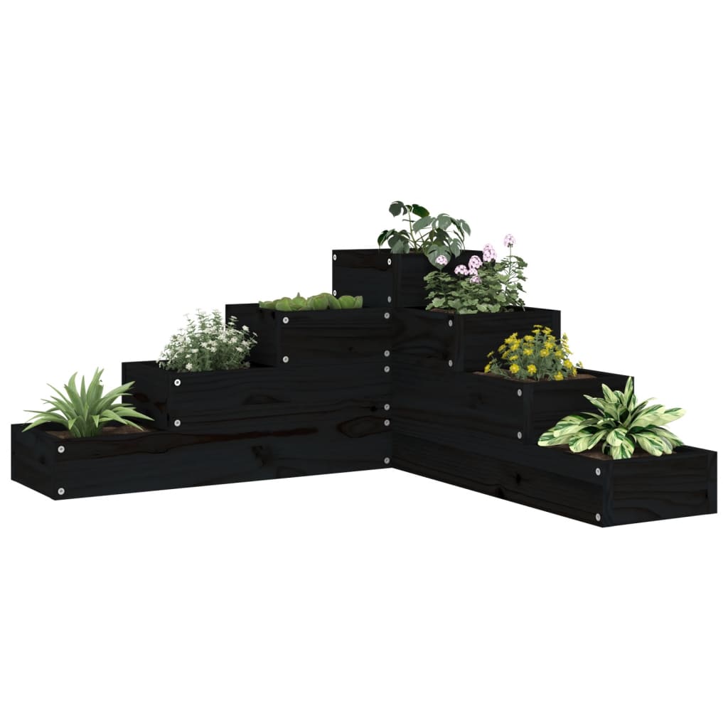 vidaXL Hageplantekasse 4 etasjer 80,5x79x36 cm svart heltre furu