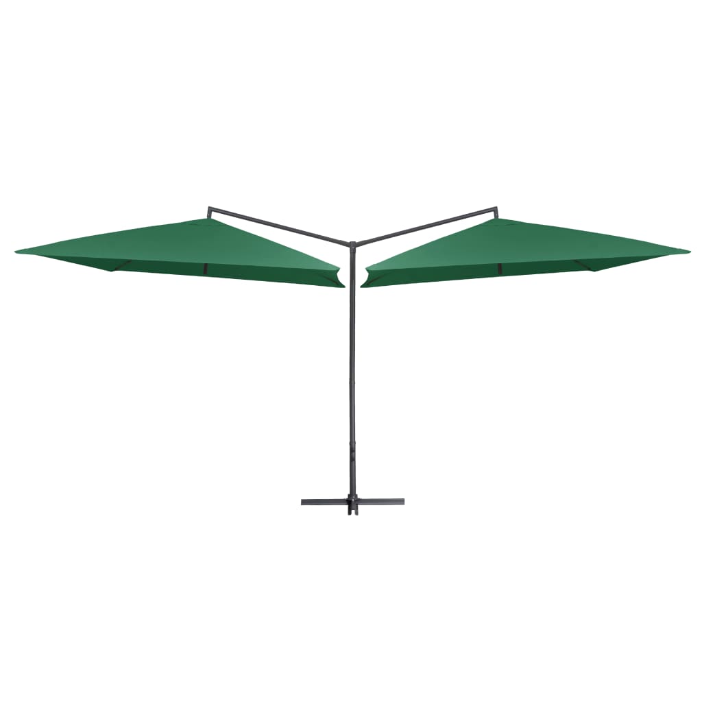 vidaXL Dobbel parasoll med stålstang 250x250 cm grønn