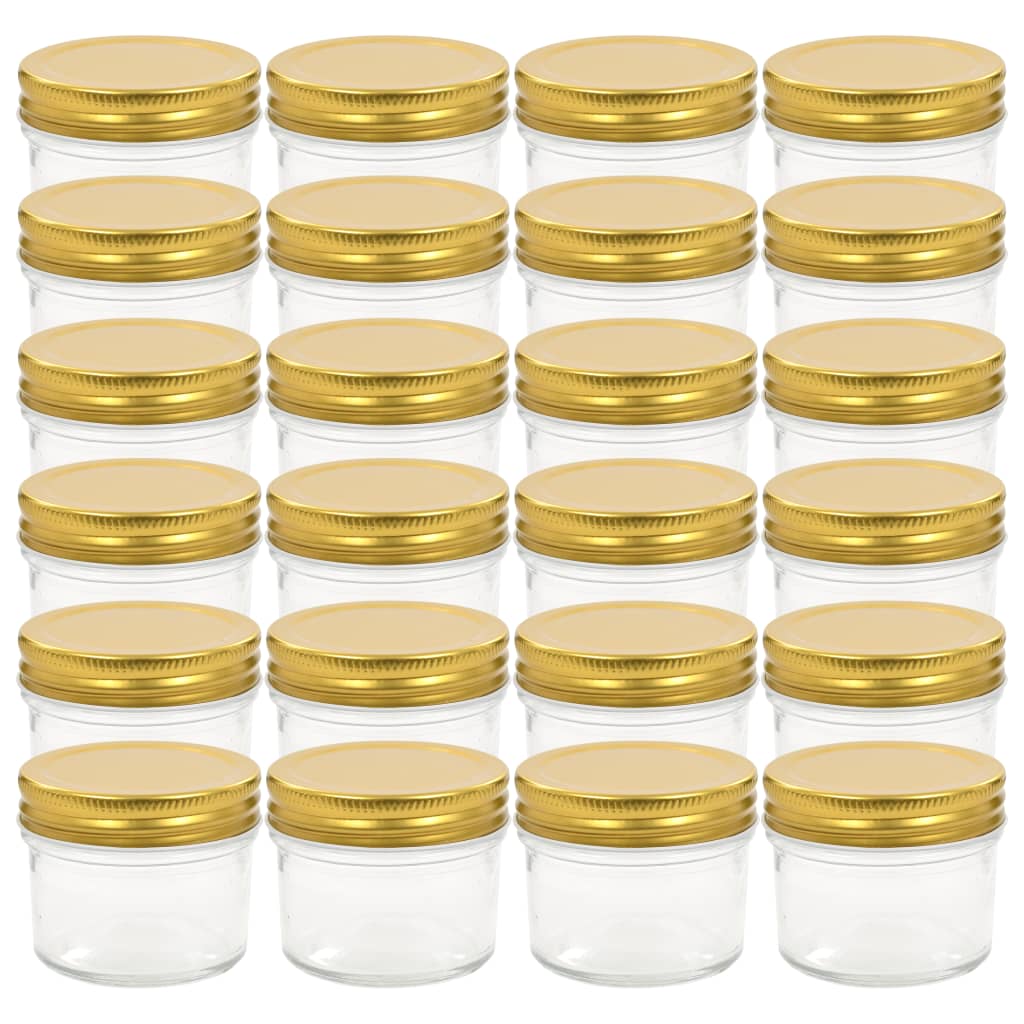 vidaXL Syltetøyglass med gule lokk 24 stk 110 ml