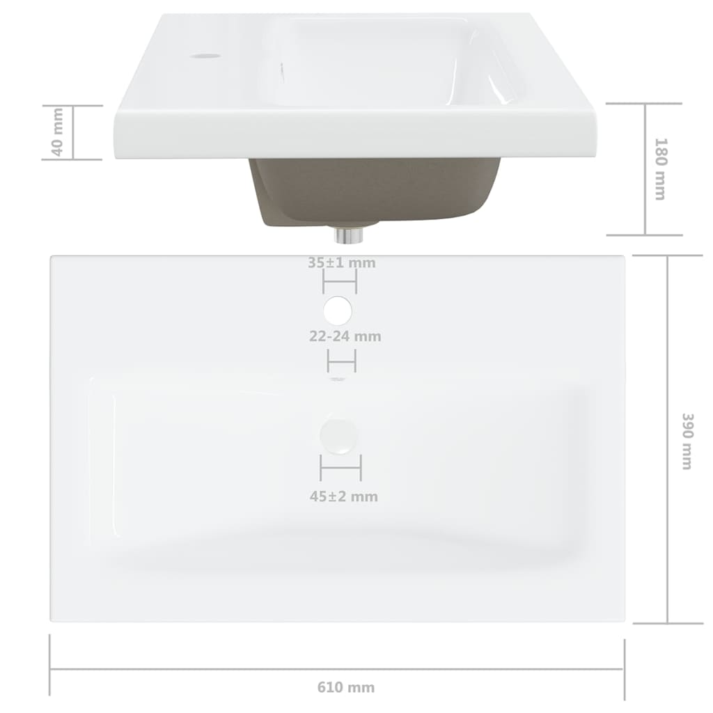 vidaXL Servantskap med innebygd vask hvit sponplate