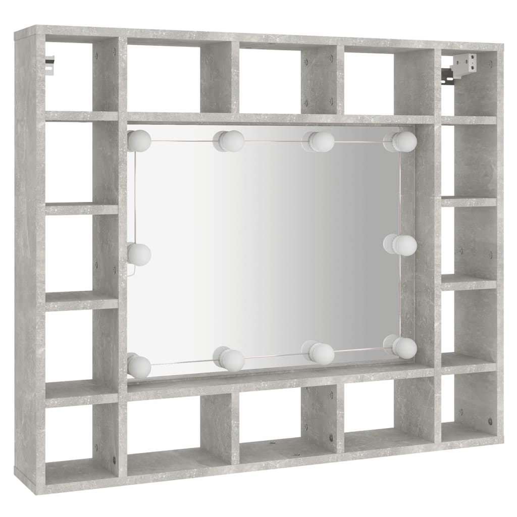 vidaXL Speilskap med LED betonggrå 91x15x76,5 cm