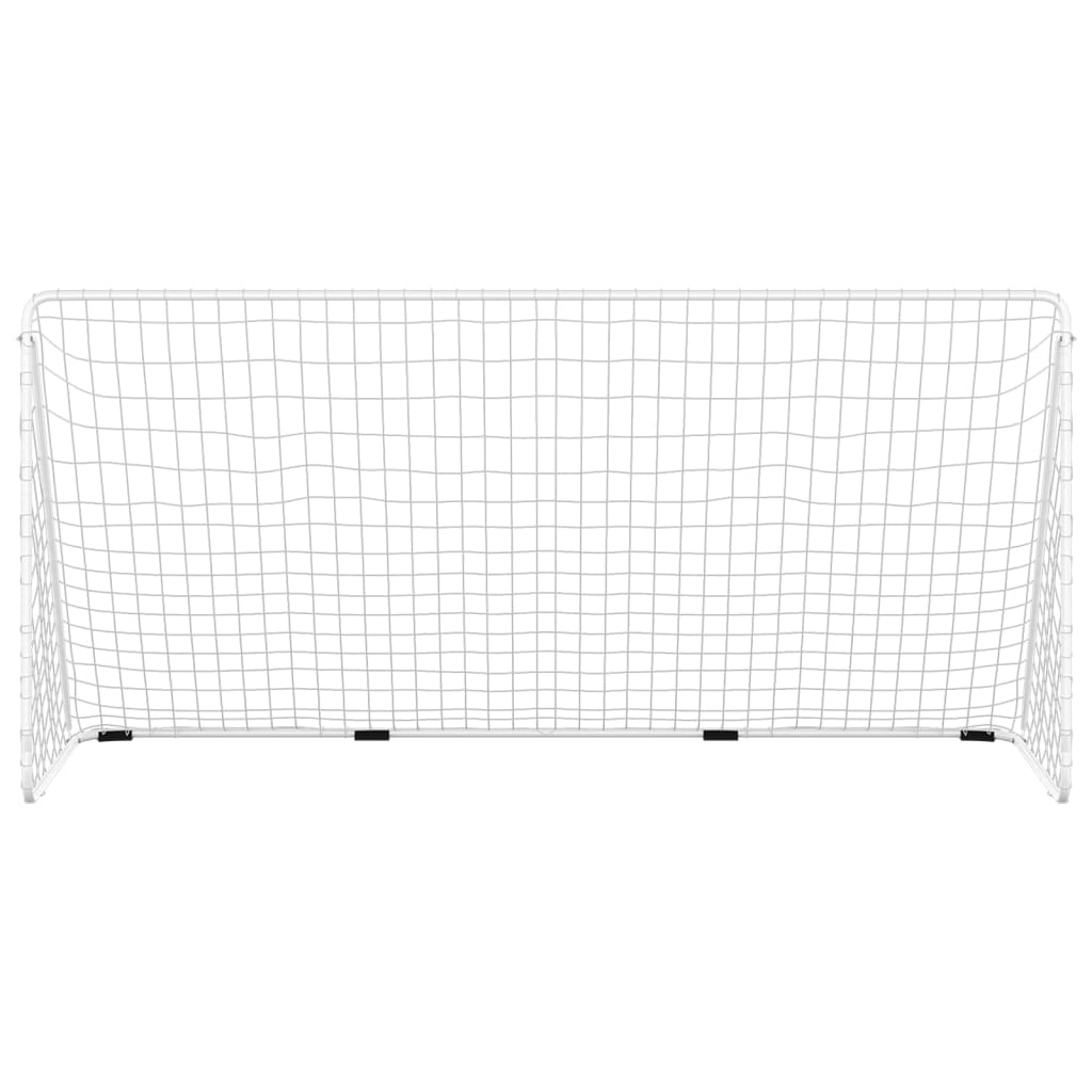 vidaXL Fotballmål med nett hvit 366x122x182 cm stål