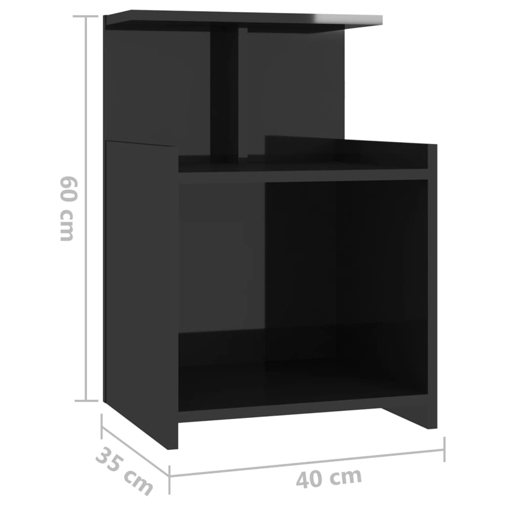 vidaXL Nattbord 2 stk høyglans svart 40x35x60 cm sponplate