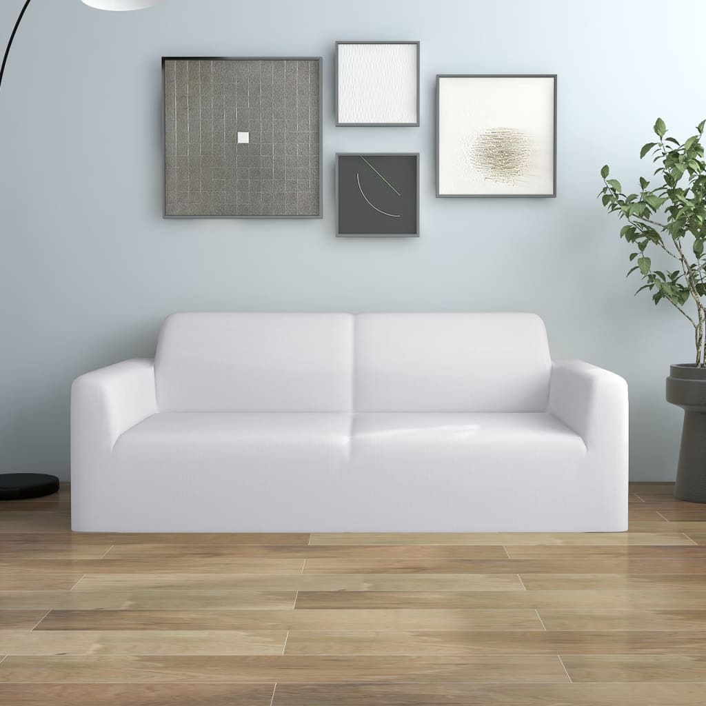 vidaXL 2-seters sofaovertrekk polyester hvit