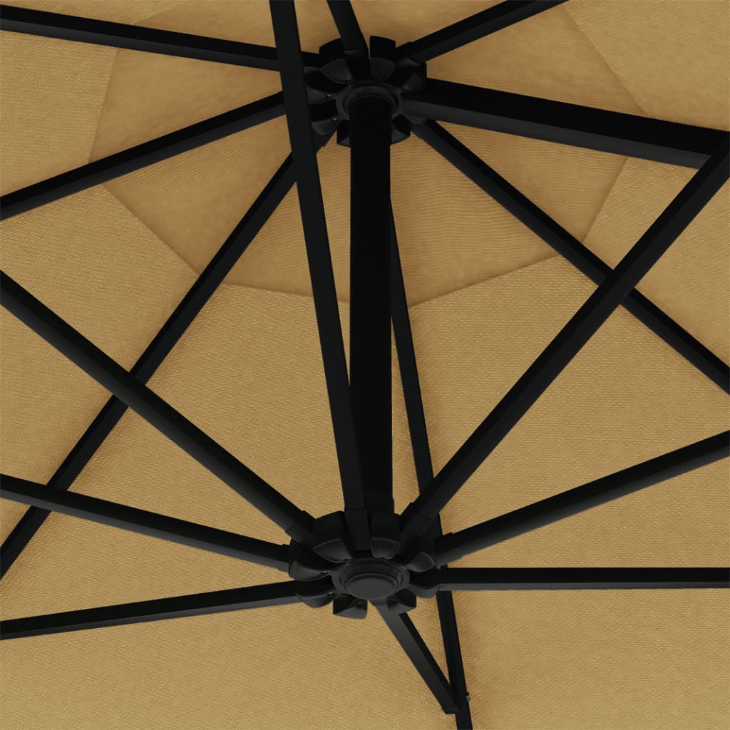 vidaXL Veggmontert parasoll med stålstang 300 cm gråbrun