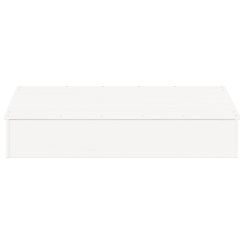 vidaXL Sandkasse med lokk hvit 111x111x19,5 cm heltre furu