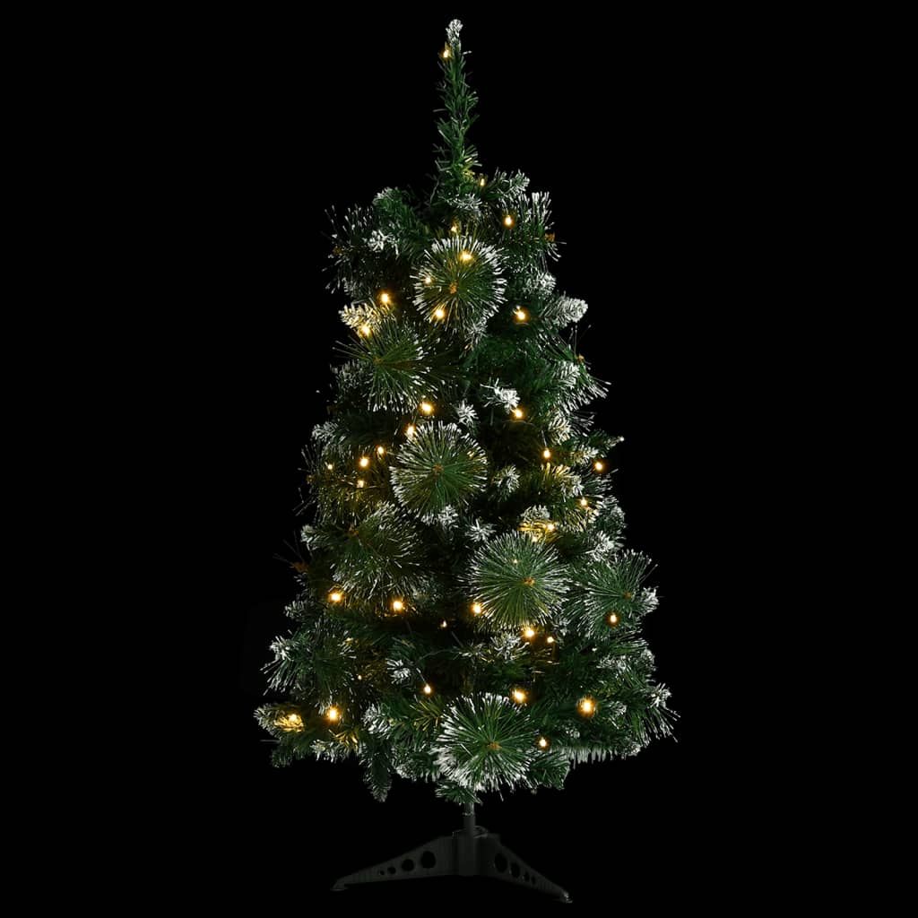 vidaXL Forhåndsbelyst kunstig juletre med stativer grønn 90 cm PVC