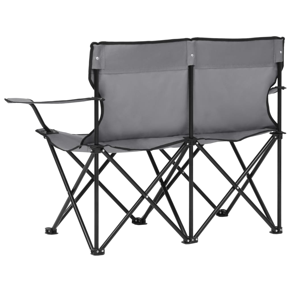 vidaXL 2-seters campingstol sammenleggbar stål og stoff grå