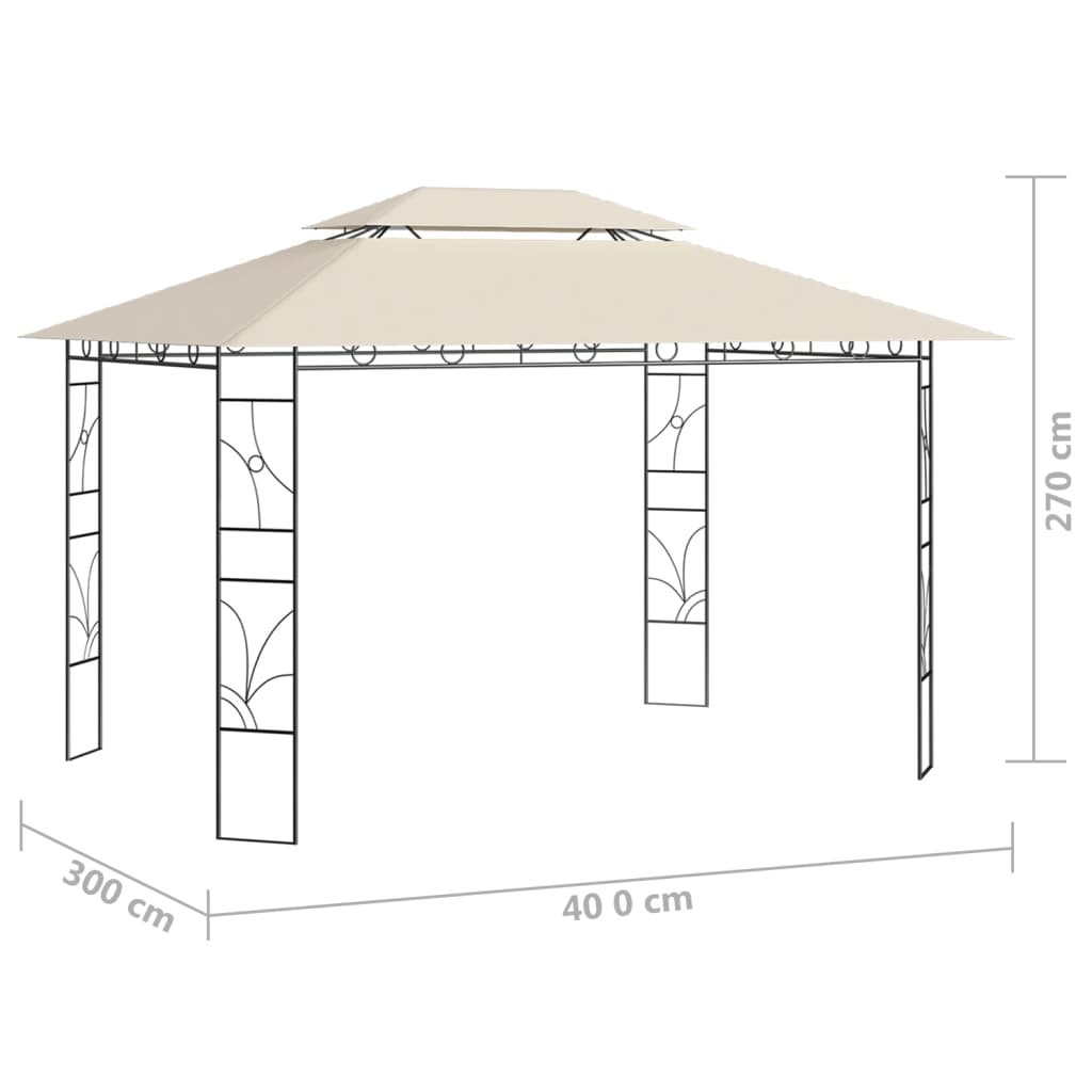 vidaXL Paviljong 4x3x2,7 m kremhvit 160 g/m²