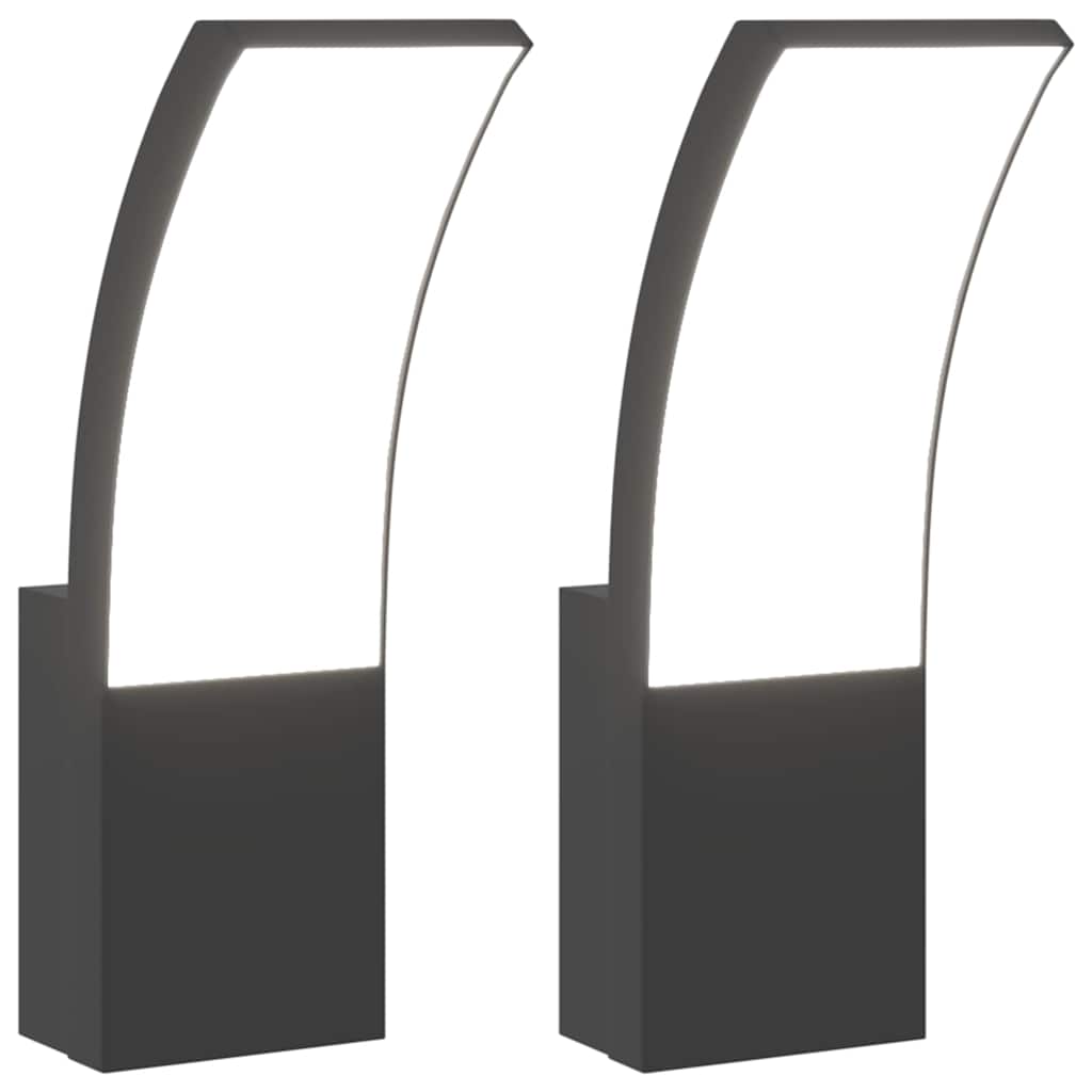 vidaXL Veggmonterte LED-utelamper 2 stk svart støpt aluminium | vidaXL.no