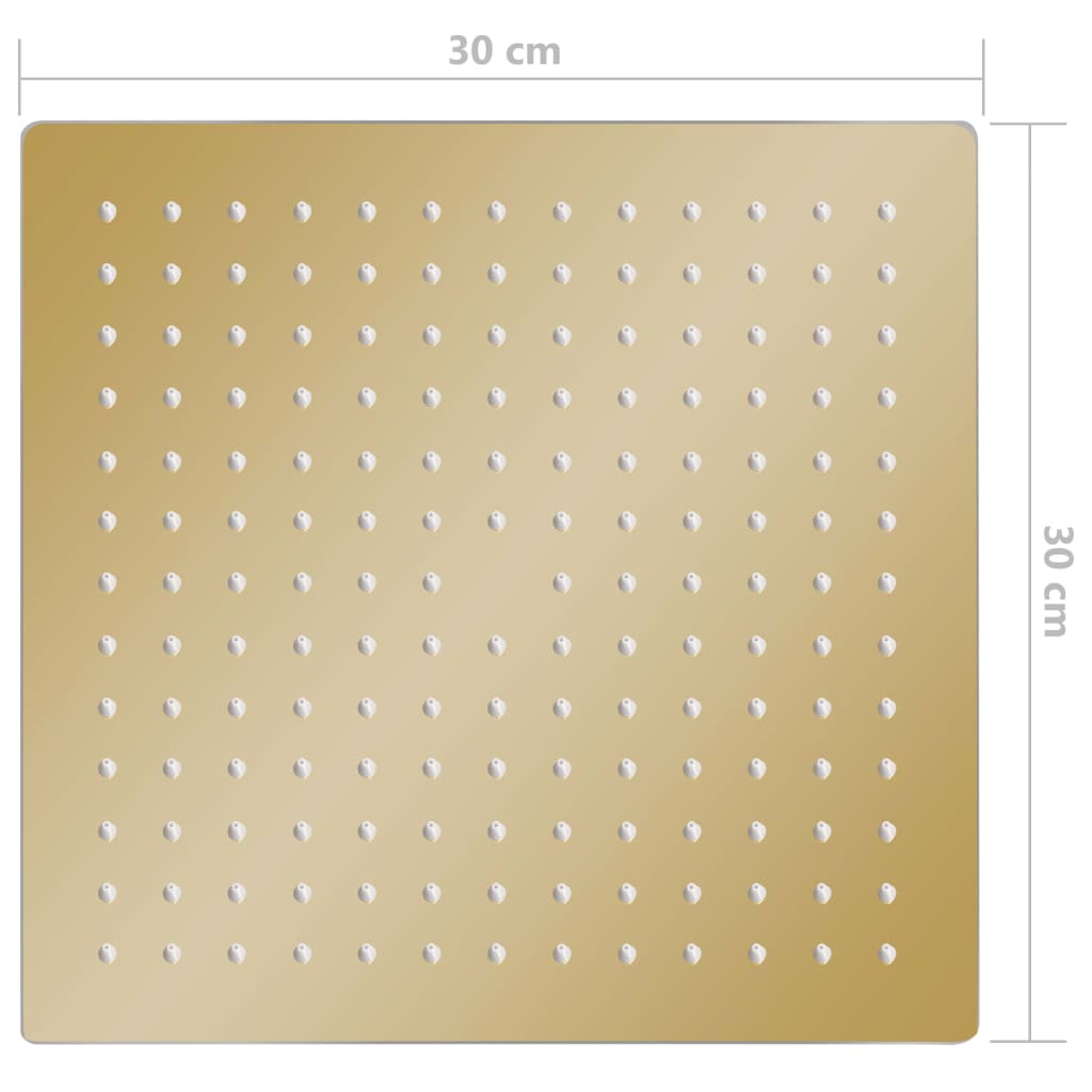 vidaXL Regndusjhode rustfritt stål 30x30 cm firkantet gull