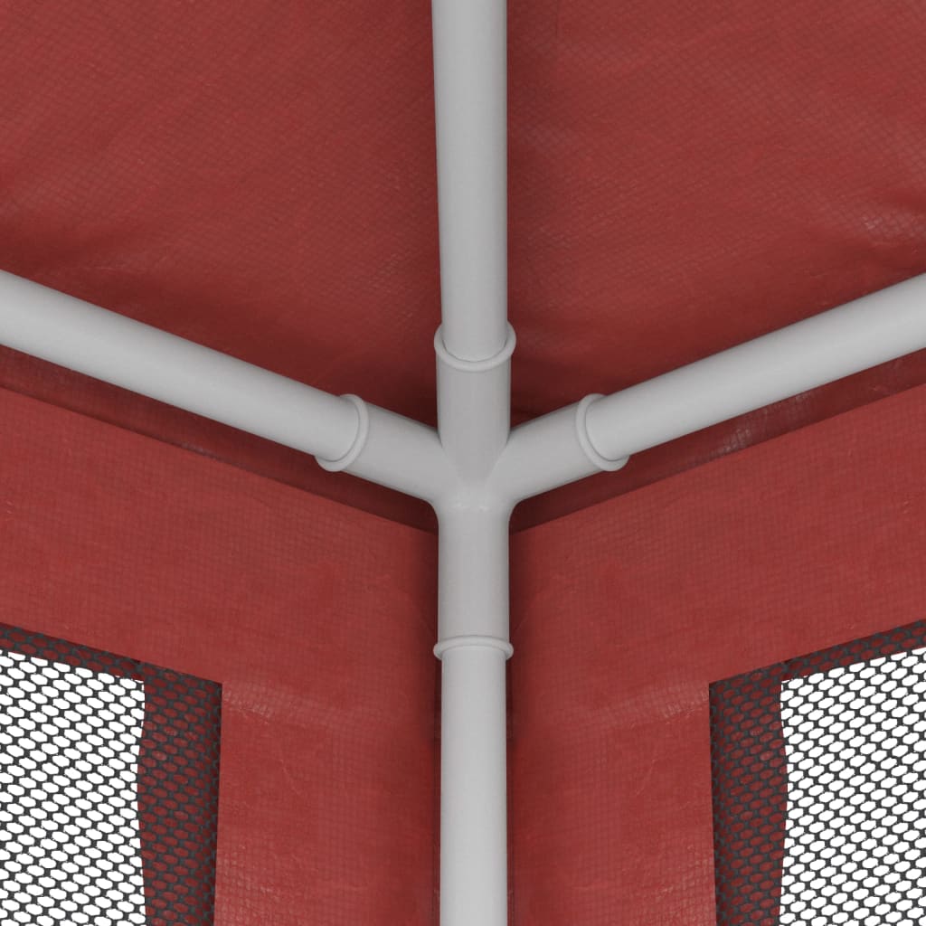 vidaXL Festtelt med 4 sidevegger av netting rød 2,5x2,5 m HDPE