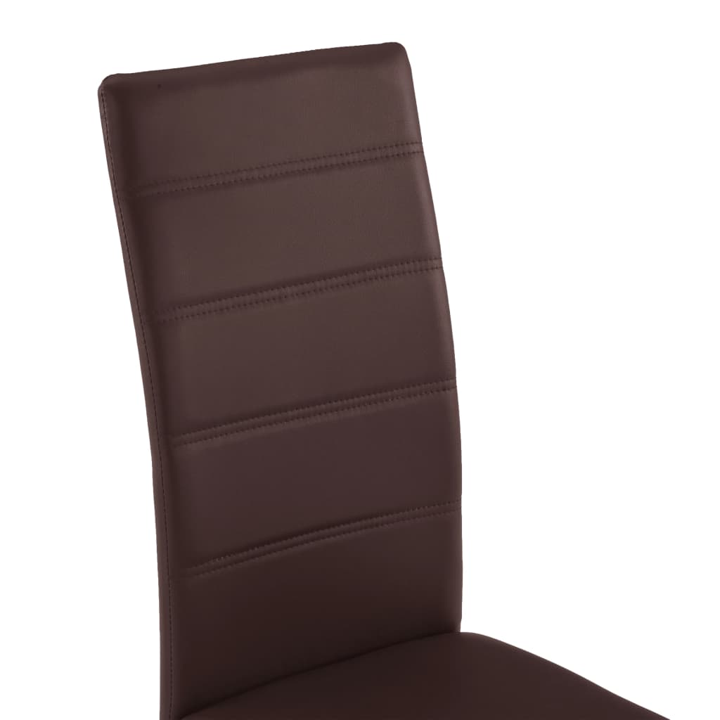 vidaXL Frittbærende spisestoler 4 stk brun kunstig skinn