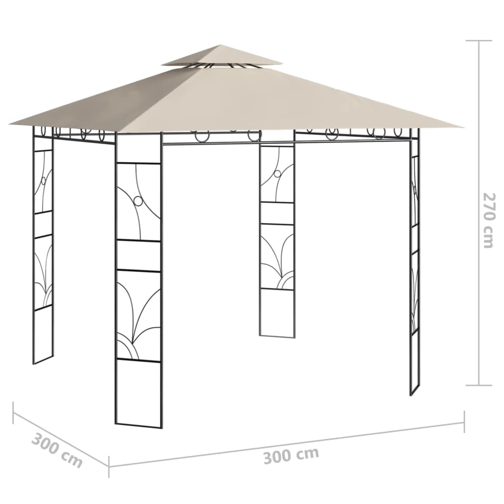 vidaXL Paviljong 3x3x2,7 m kremhvit 160 g/m²