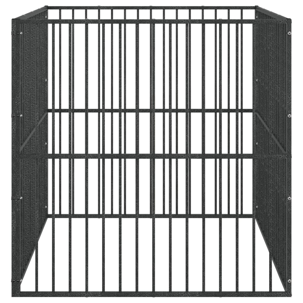 vidaXL Lekegrind for hunder 4 paneler svart galvanisert stål