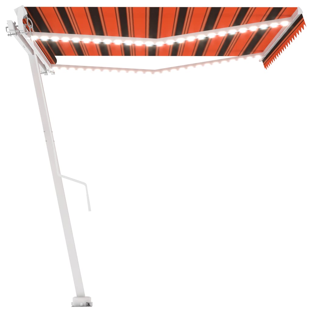 vidaXL Manuell uttrekkbar markise med LED 400x300 cm oransje og brun